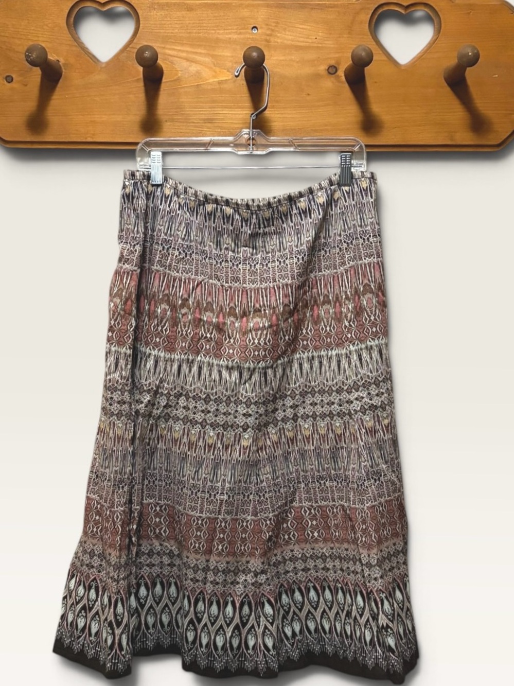 Liz Claiborne Cotton Boho Print Midi Skirt Size 12